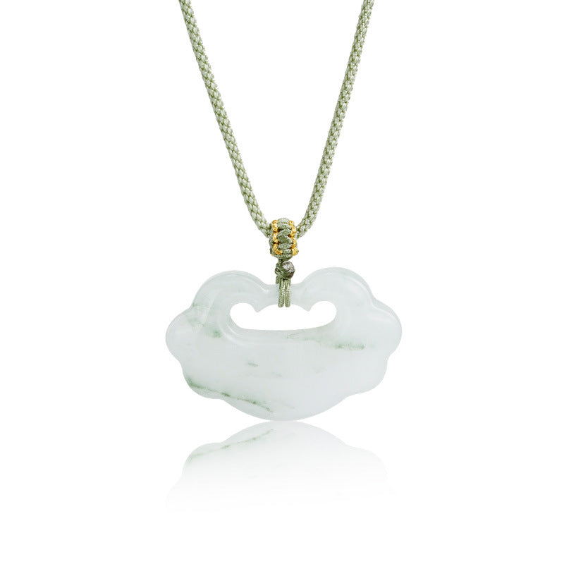 Natural Tianshan Green Jade Amulet Pendant | Ping An Kou, Wushi Pai & Cloud Lock