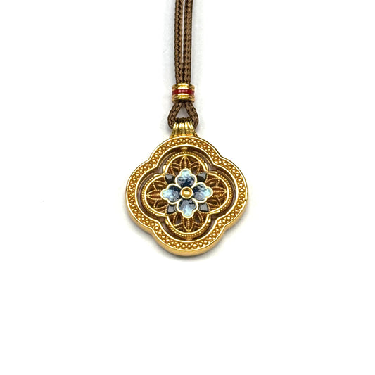 Reversible Enamel Spinner Pendant Vintage Clover Necklace