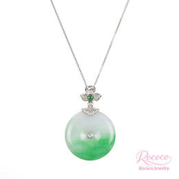 Imperial Green and White Jadeite Disc Pendant
