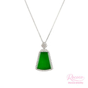 Icy Imperial Green Jade Pendant in 18K White Gold & Diamonds
