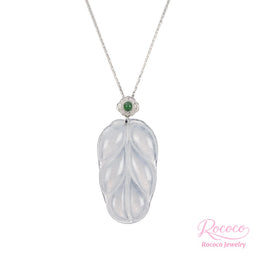 Icy White Jadeite Leaf Pendant