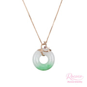 Petite Jadeite Jade Donut Pendant with Diamond