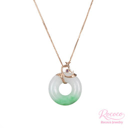 Petite Jadeite Jade Donut Pendant with Diamond