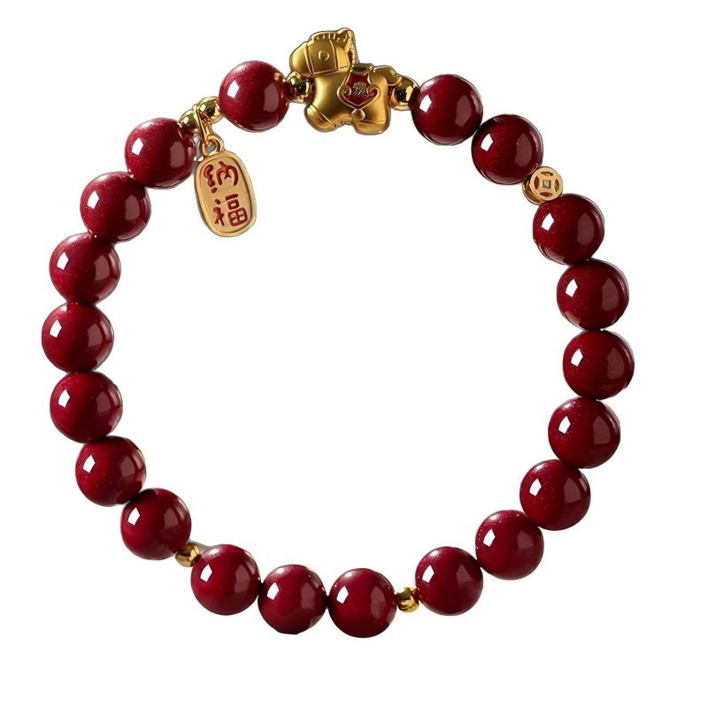 Golden Fortune - Empress Red Cinnabar Bracelet with 18K Gold-Plated Zodiac Charm