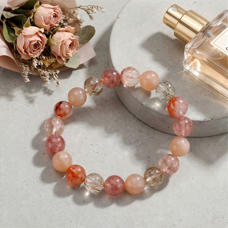 Natural Firework Quartz Mixed Gemstone Bracelet | Healing Crystal Beaded Jewelry
