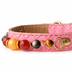 Amber Glow Beaded Pet Collar - bead and strap detail