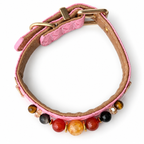 Amber Glow Beaded Pet Collar - overhead view