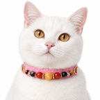 Amber Glow Beaded Pet Collar - AI pet wearing styling illustration