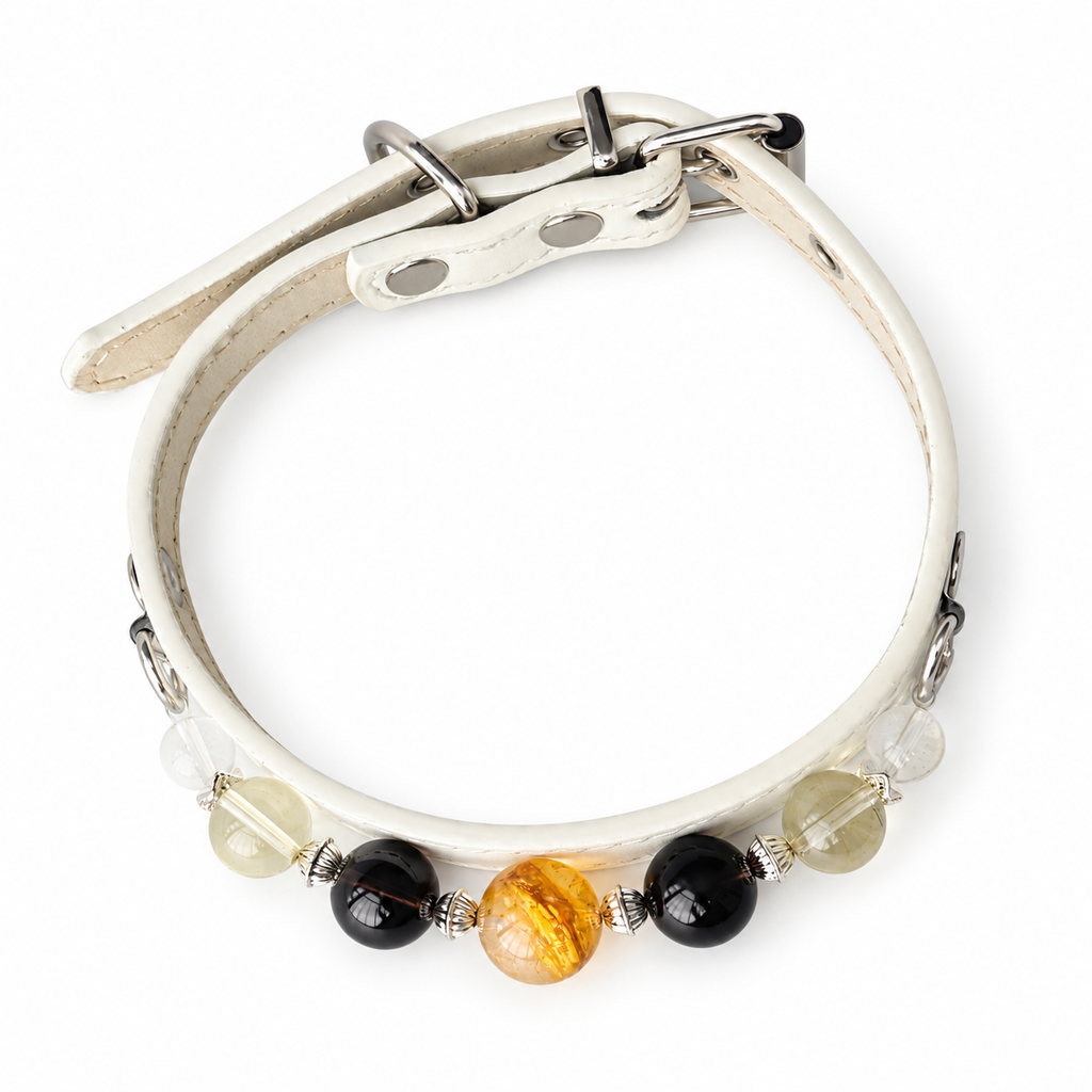 Amber Twilight Beaded Pet Collar - overhead view
