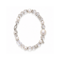 Angel White bracelet with clear beads, pearl-like accents and silver-tone clasp