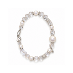 Angel White bracelet with clear beads, pearl-like accents and silver-tone clasp