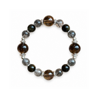 Devil Black bracelet with smoky brown and dark beads and silver-tone spacers