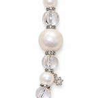 Angel White bracelet focal pearl-like bead and small flower charm detail