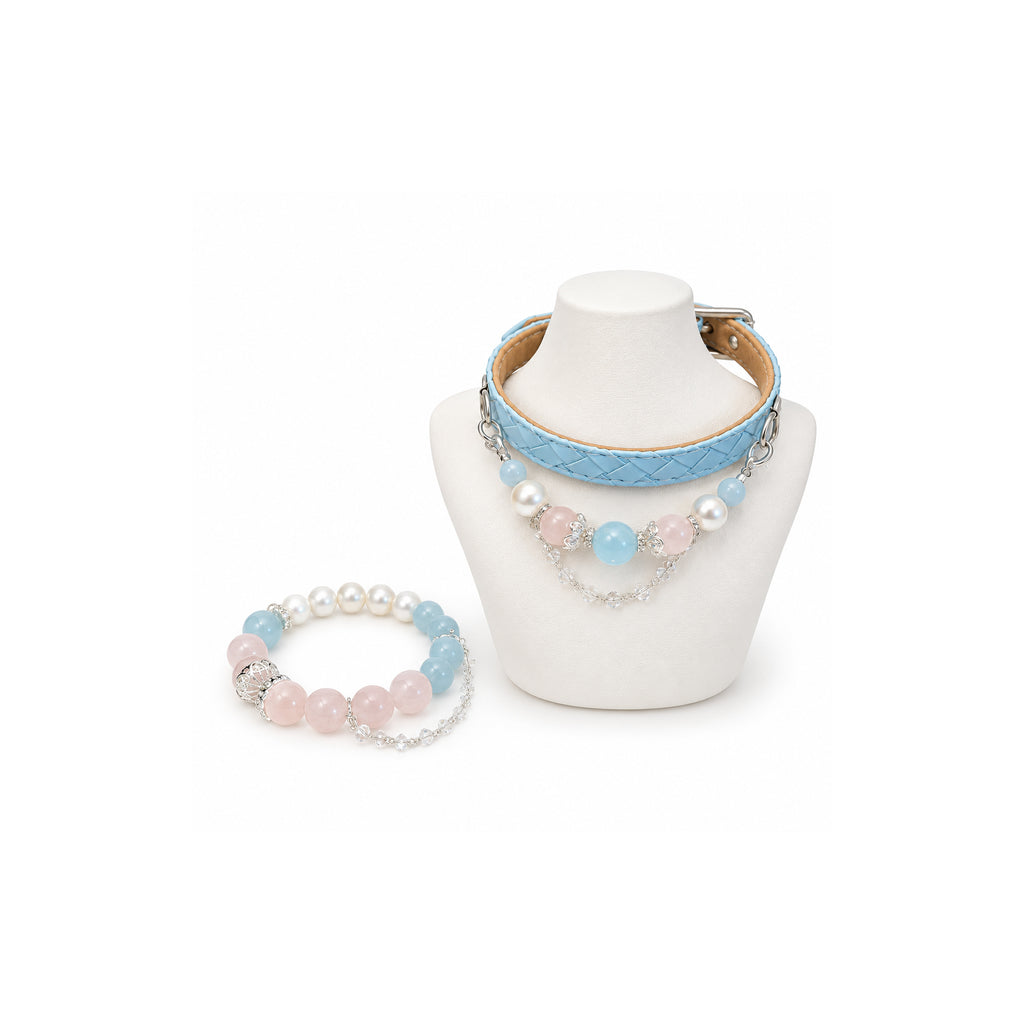 Aqua Blush Human & Pet Match — matching bracelet and pet collar, sold separately