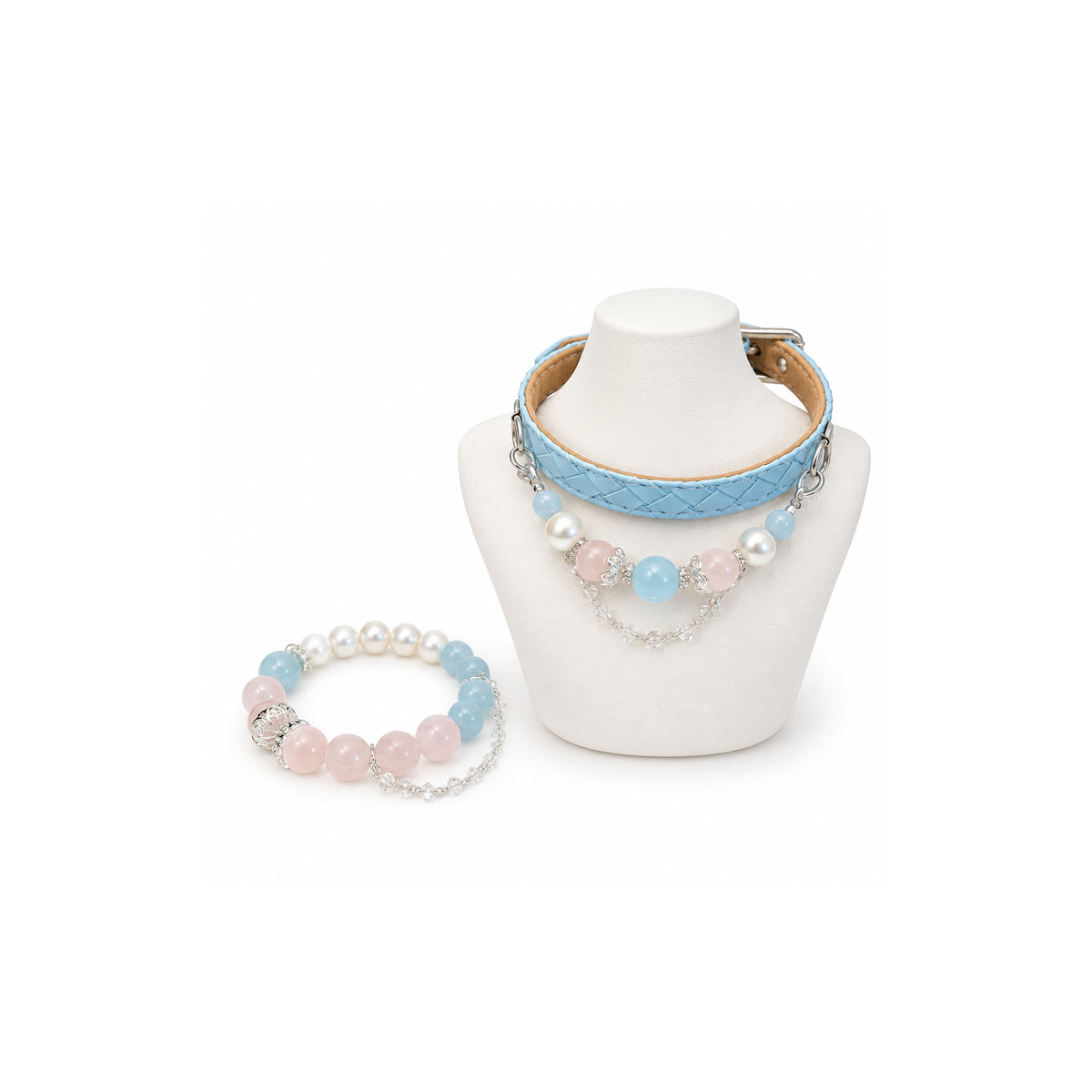 Aqua Blush Human & Pet Match — matching bracelet and pet collar, sold separately