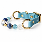 Aqua Clarity Arc Beaded Pet Collar - bead and strap detail