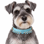 Aqua Dewdrop Beaded Pet Collar - AI pet wearing styling illustration