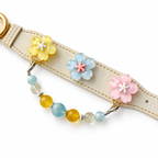 Aqua Sunflower Beaded Pet Collar - flat lay view