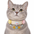 Aqua Sunflower Beaded Pet Collar - AI pet wearing styling illustration