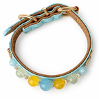 Aqua Sunshine Beaded Pet Collar - overhead view
