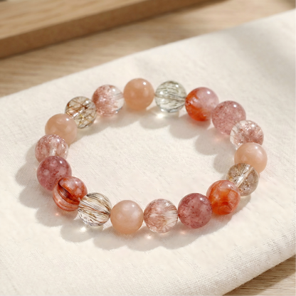 Natural Firework Quartz Mixed Gemstone Bracelet | Healing Crystal Beaded Jewelry