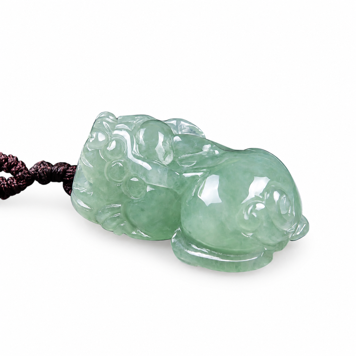 Pale Green Pixiu Pendant — angled view