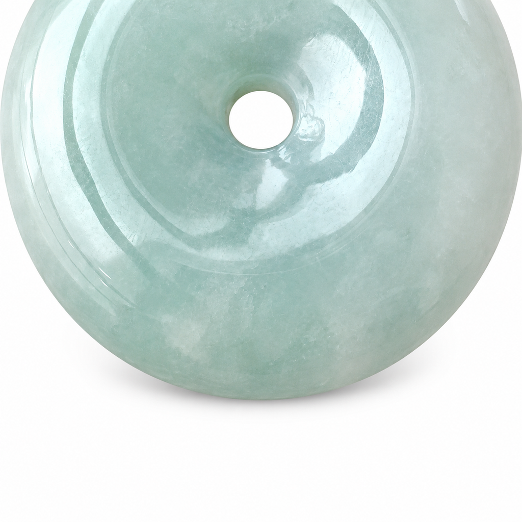 Pale Green Donut Pendant — polished edge detail