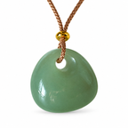 Green Longevity Lock Pendant Necklace — angled view