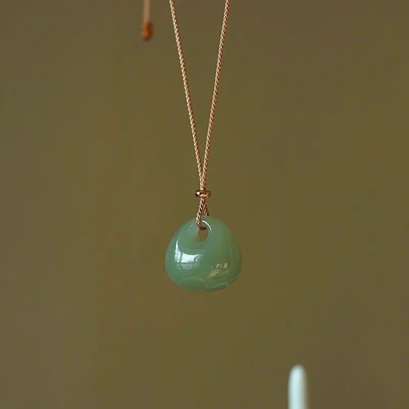 Authentic Hetian Jade Longevity Lock Pendant | Dainty Green Nephrite Amulet