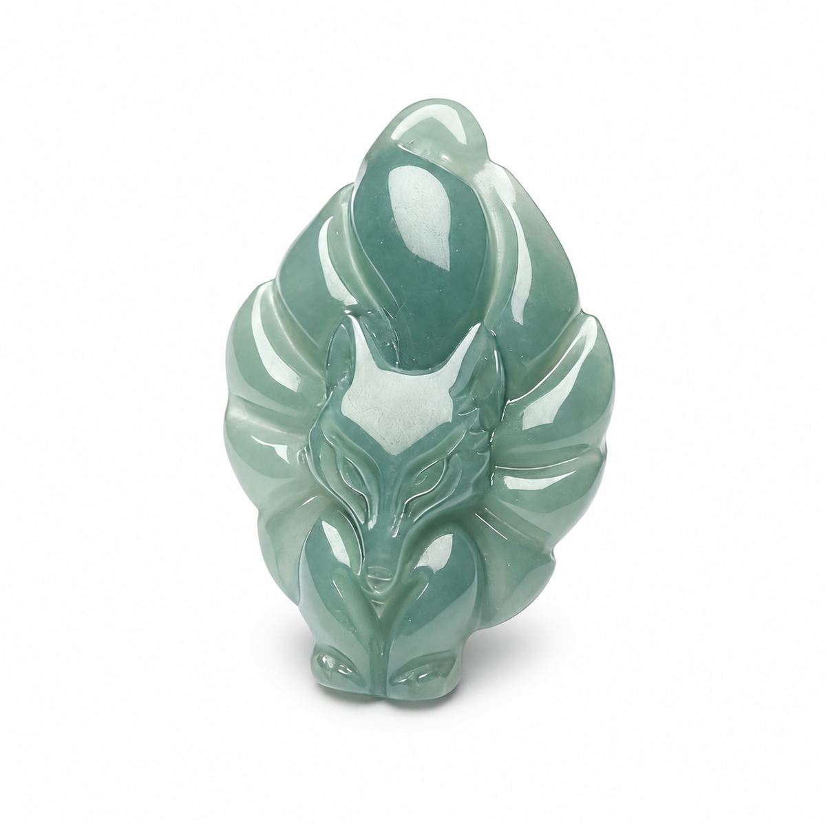 Carved Pale Green Fox Pendant — alternate view