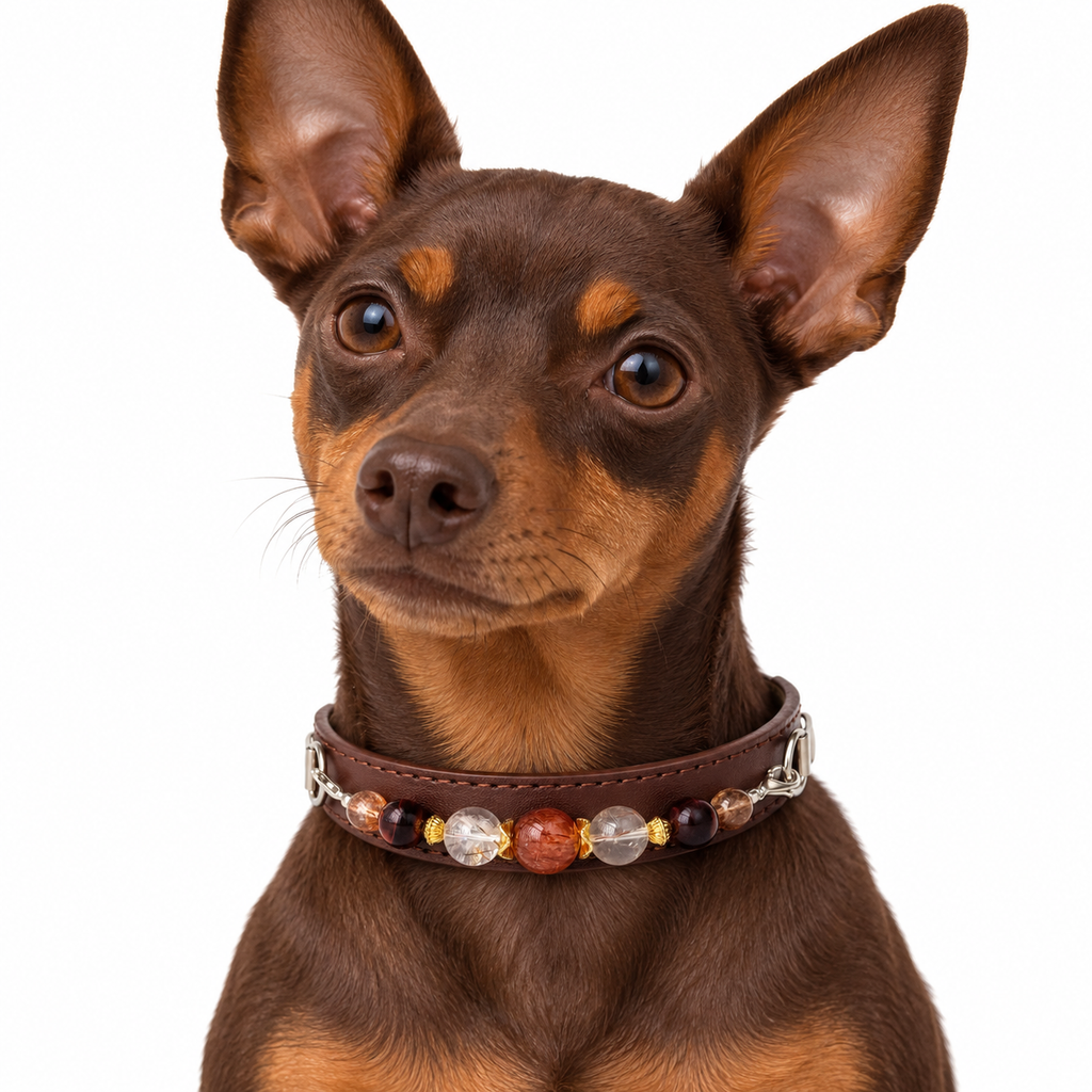 Autumn Ember Beaded Pet Collar - AI pet wearing styling illustration