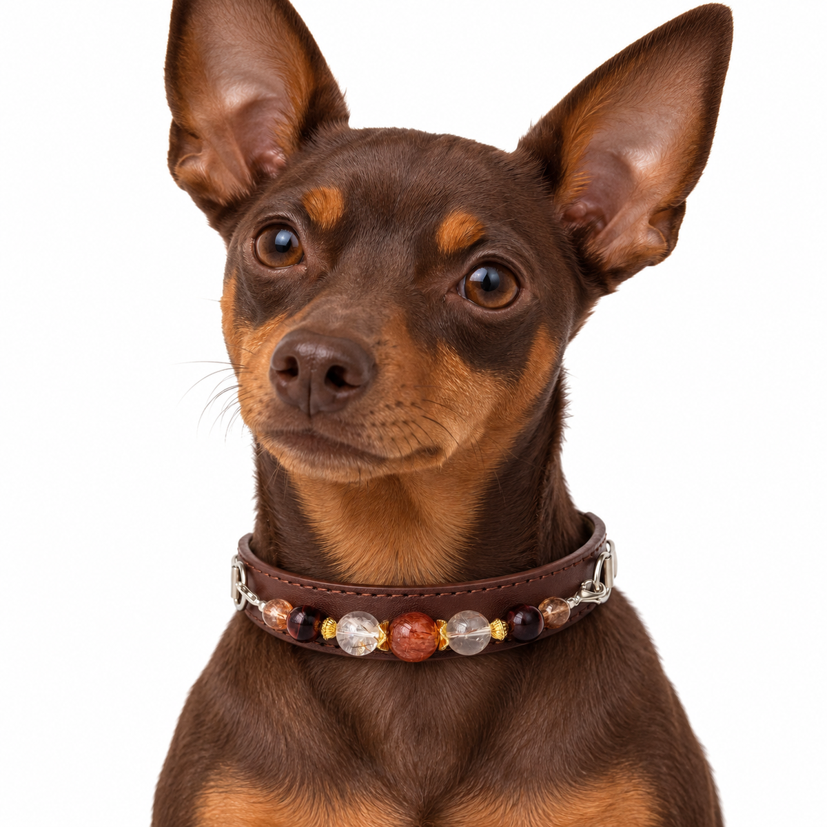 Autumn Ember Beaded Pet Collar - AI pet wearing styling illustration