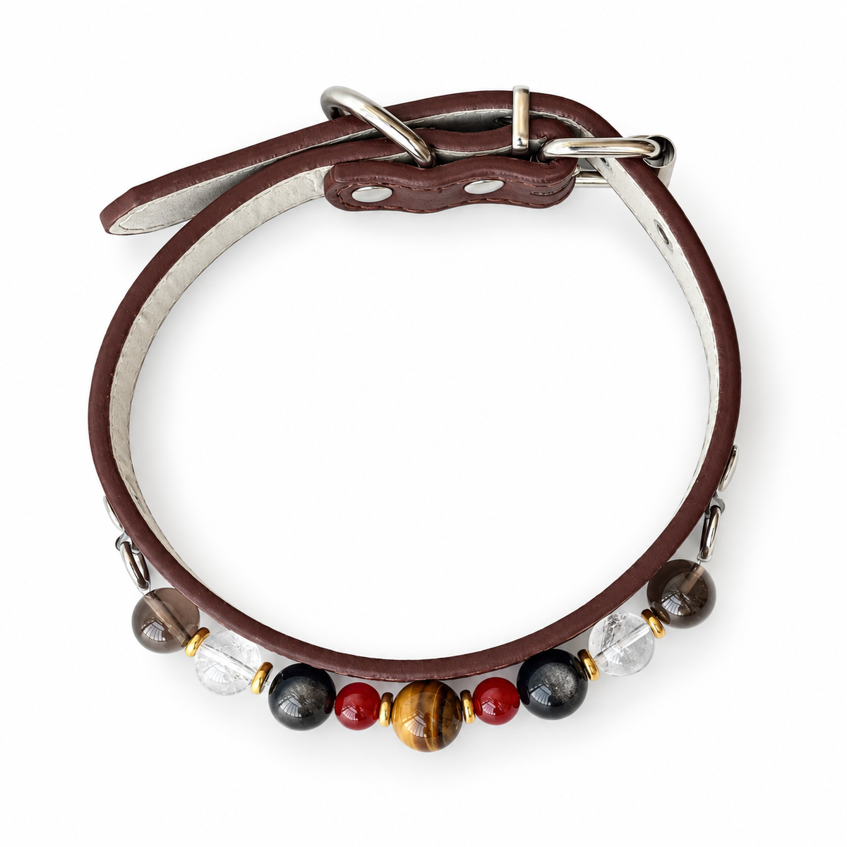 Autumn Mosaic Beaded Pet Collar - overhead view