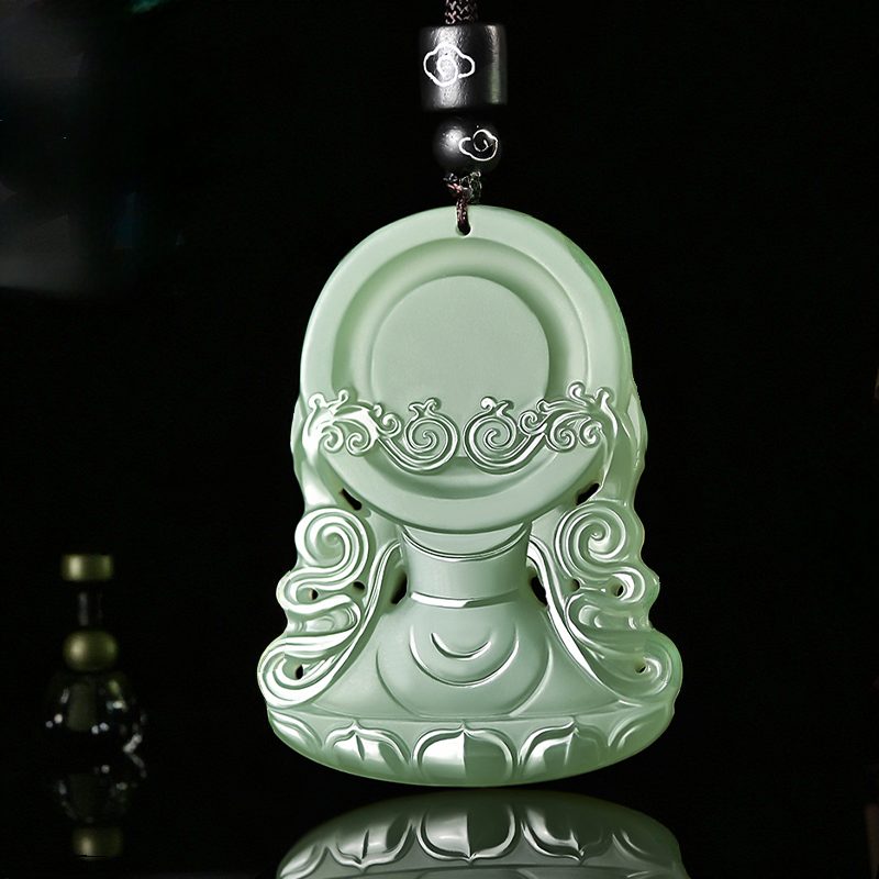 Authentic Hetian Jade Four-Armed Guanyin Pendant | Ice Green Nephrite Amulet
