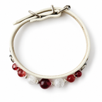 Berry Snow Beaded Pet Collar - overhead view