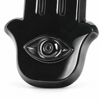 Black Hamsa Eye Pendant Necklace — front detail