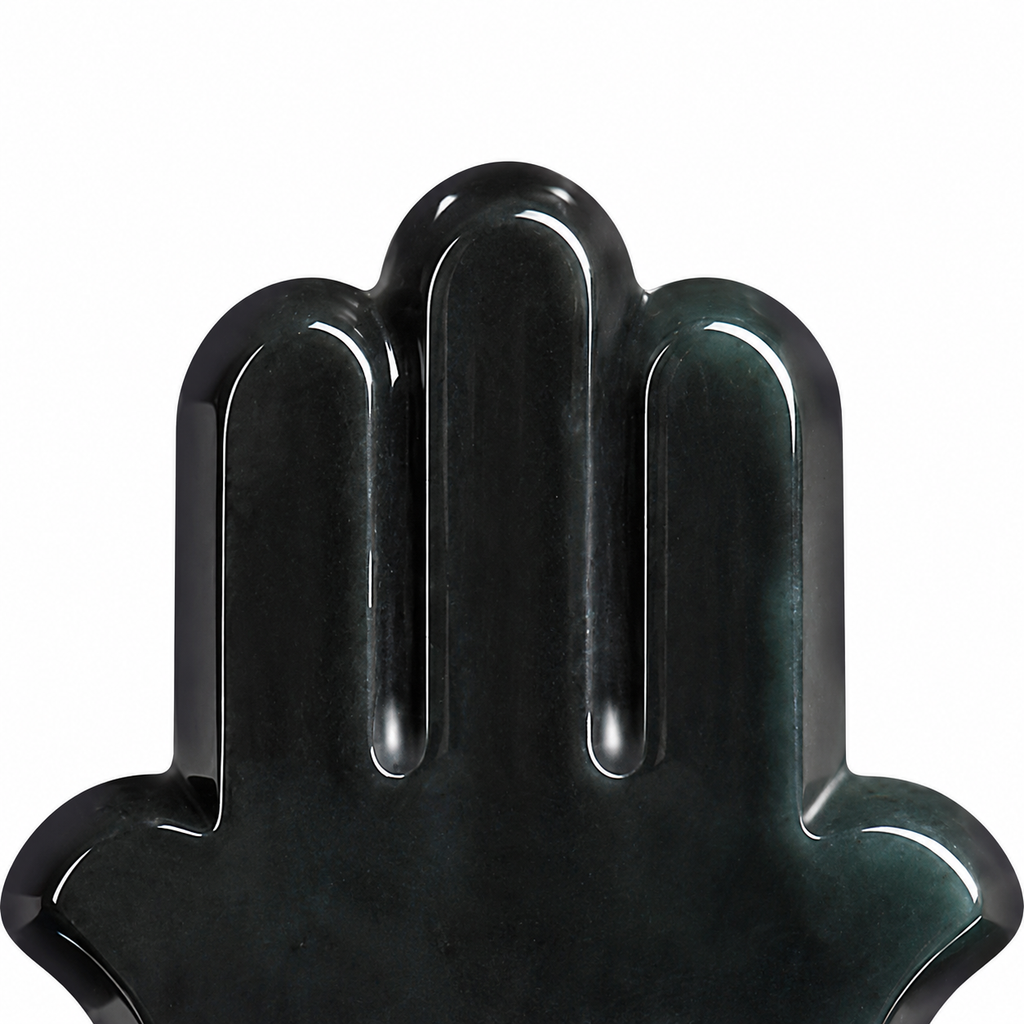 Black Hamsa Eye Pendant Necklace — close-up detail