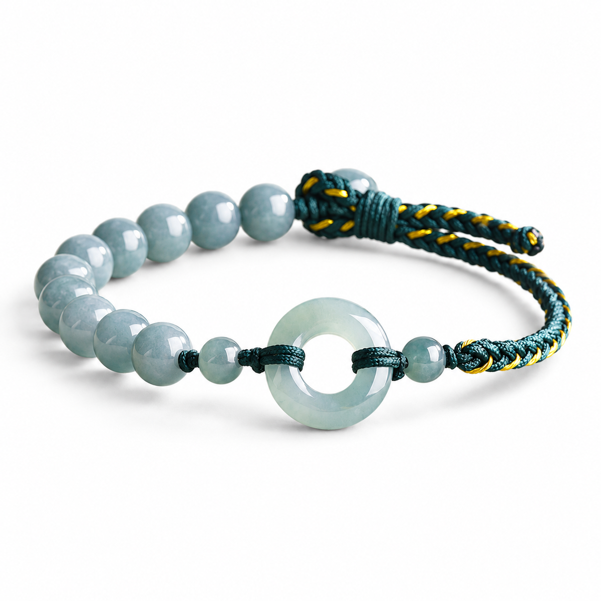 Blue Bead and Ring Cord Bracelet — low angle