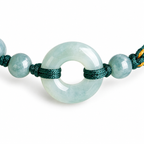 Blue Bead and Ring Cord Bracelet — ring and cord detail