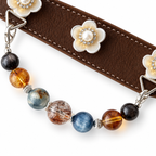 Blue Dusk Blossom Beaded Pet Collar - central bead detail