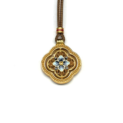 Reversible Enamel Spinner Pendant Vintage Clover Necklace