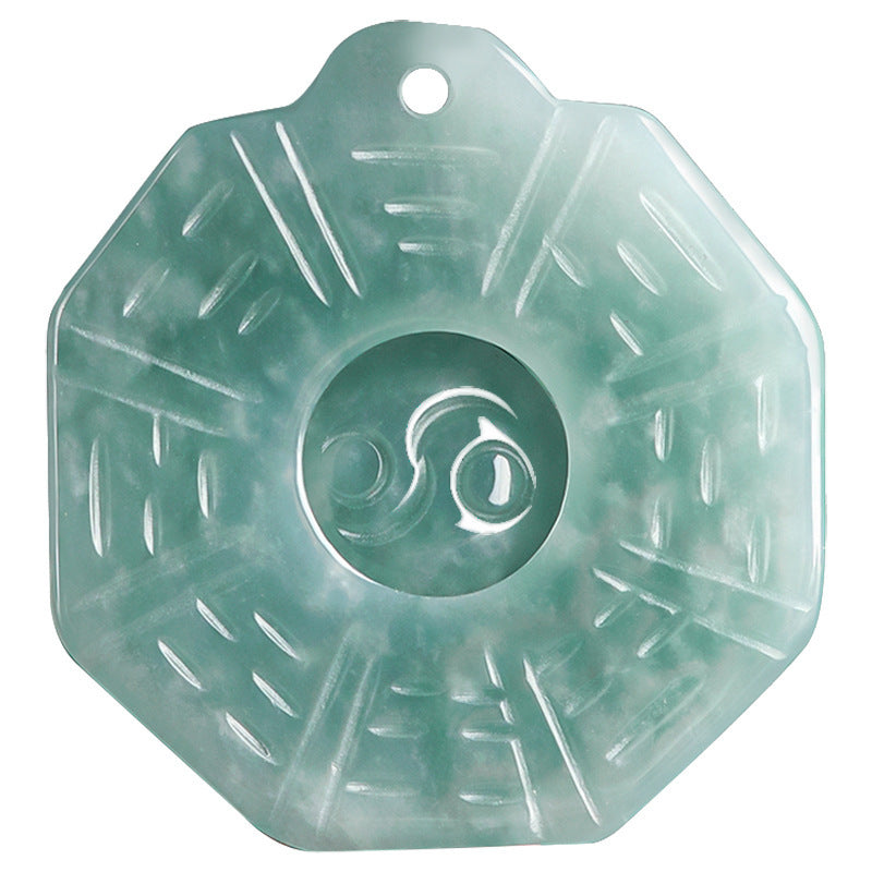 Blue Green Bagua Pendant Cord Necklace — pendant detail
