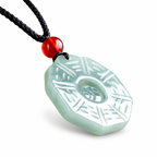 Blue Green Bagua Pendant Cord Necklace — edge detail