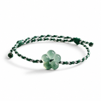 Blue Green Blossom Cord Bracelet - angled view on white