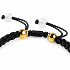 Blue Green Lotus Braided Bracelet - cord and bead detail on white