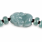 Blue Green Pixiu Rondelle Bracelet - centerpiece detail on white