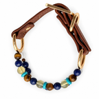 Blue Horizon Arc Beaded Pet Collar - overhead view