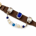 Blue Moon Pearl Facet Beaded Pet Collar - flat lay view