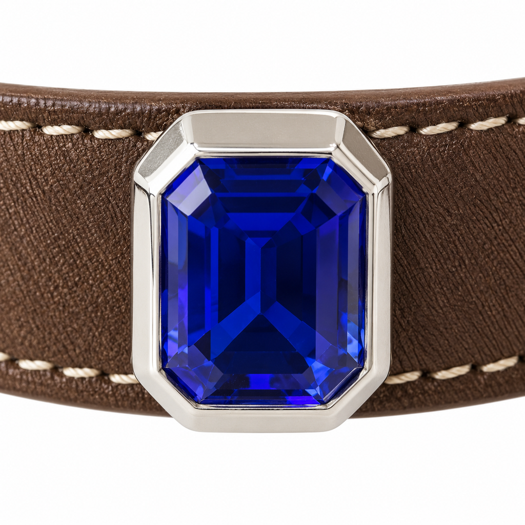 Blue Moon Pearl Facet Beaded Pet Collar - central decorative accent detail
