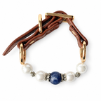 Blue Pearl Arc Beaded Pet Collar - overhead view